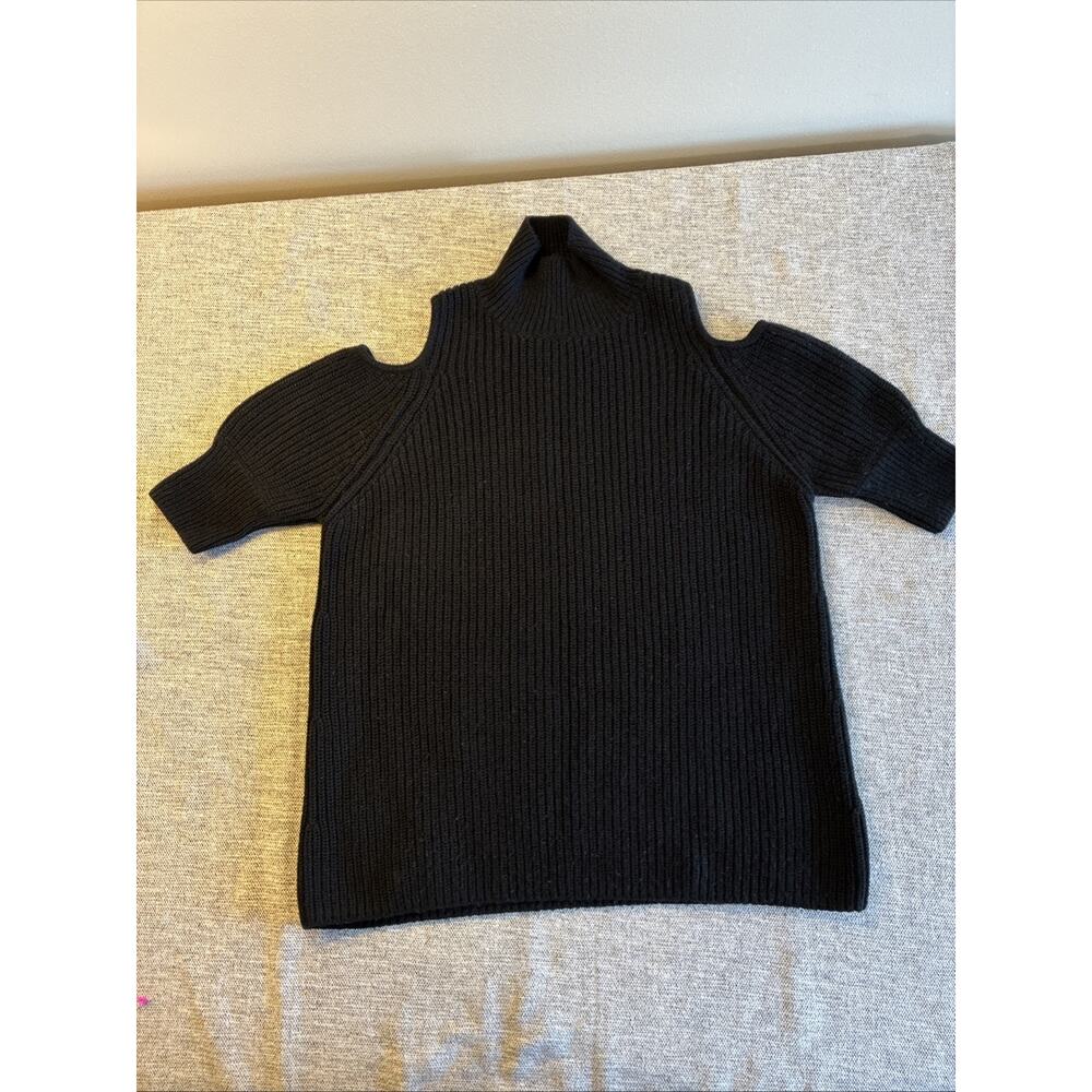 Zoe Jordan Unisex Black XS CASHMERE Wool Pullover Sweater Shoulder Cut Outs